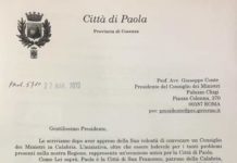 “Il premier Conte svolga il consiglio dei ministri a Paola”