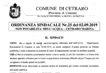 Cetraro, acqua non potabile nella marina