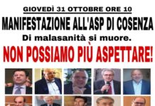 “Non possiamo più aspettare di malasanità si muore” Giovedi 31 protesta sotto sede dell’Asp di Cosenza