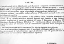 Cosenza, scuole di competenza comunale restano chiuse fino a sabato 29 Febbraio