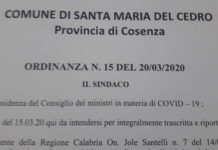 Santa Maria Del Cedro, ecco l’ordinanza restrittiva del sindaco