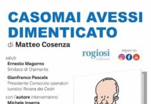 “CASOMAI AVESSI DIMENITCATO” A DIAMANTE LA PRESENTAZIONE DEL LIBRO DI MATTEO COSENZA