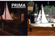 Amantea, il monumento ai caduti del mare, posizionato al centro del lungomare