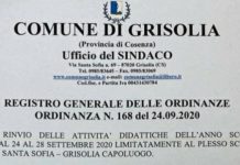 Grisolia, attività scolastiche rinviate al 28 Settembre