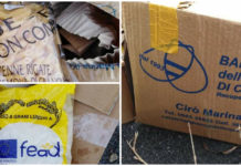 Praia a mare, pacchi alimentare abbandonati sulla spiaggia di Fiuzzi