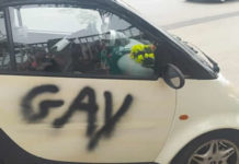 Imbrattata auto di un attivista Lgtp