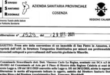 S.P. Amantea, immobile per struttura terapeutica riabilitativa per minori