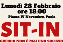 Paola “NO ALLA GUERRA” Sit-In pubblico lunedì 28 Febbraio