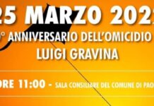 Paola. 25 Marzo nel ricordo di Luigi Gravina, vittima innocente di Mafia