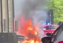 Auto in fiamme sulla Paola-Cosenza. Attimi di terrore