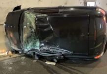 Incidente stradale in Calabria. Auto si ribalta in galleria